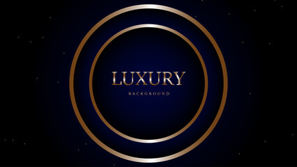 Fototapeta premium Luxury blue background with gold lines and circles. Vector illustration.