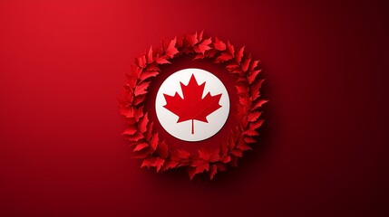Obraz premium Canadian flag in a maple leaf wreath, celebrating national pride