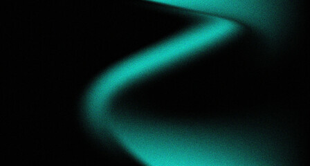 Glowing green black grainy background, abstract luminous color gradient shape, noisy texture dark poster banner header backdrop design