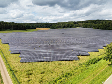 large field of solar cells in Germany in late summer