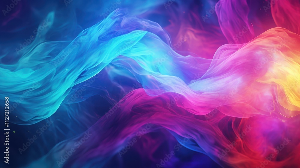 Poster abstract colorful fabric waves flowing dynamically