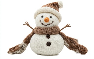 Fototapeta premium Snowman with hat and scarf isolated on white background