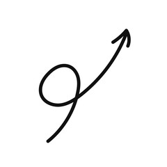 Simple line hand drawn black arrow. Vector illustration