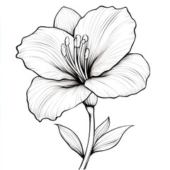 Fototapeta premium Elegant line art drawing of a single flower.