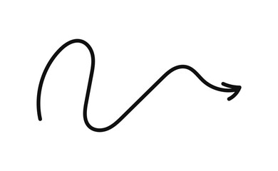 Simple line hand drawn black arrow. Vector illustration