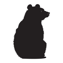 Grizzly bear sitting silhouette vector illustration
