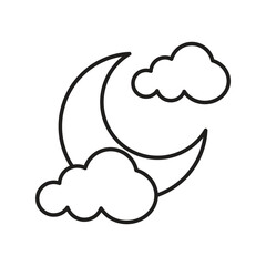 cloudy night line icon with white background vector stock illustration