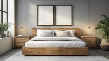 Modern Scandinavian Bedroom with Sleek Wooden Design