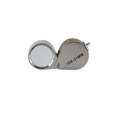 Pocket Magnifying glass for diamonds or see the amulet on a White Background. Eye Lens Magnifier.
