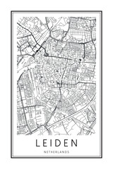 Obraz premium Poster print road map of the Dutch town of LEIDEN