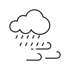 windy rain line icon with white background vector stock illustration