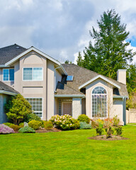 Fragment of  luxury house in summer with green trees and nice landscape in Vancouver, Canada, North...