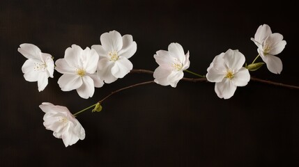 Obraz premium Delicate cherry blossom branch with soft pink petals symbolizing spring renewal natural beauty and the fleeting elegance of seasonal blooms