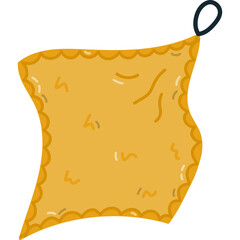 Cute cartoon fabric napkin to cleanse apartment. Hand drawn cleaning cloth for wet and dry washing. Funny colorful clipart of supply for housework isolated on white.