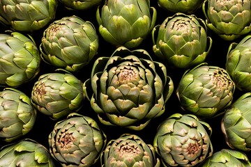 Fototapeta premium A photo of a vibrant setting with fresh artichokes