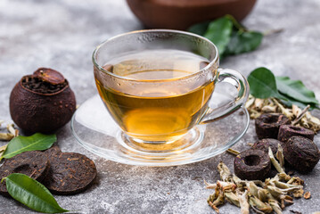 Different pressed Chinese pu-erh tea