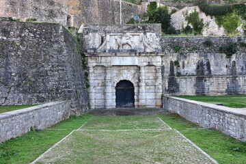 entrance gateway of New Fortress in town Corfu,Greece