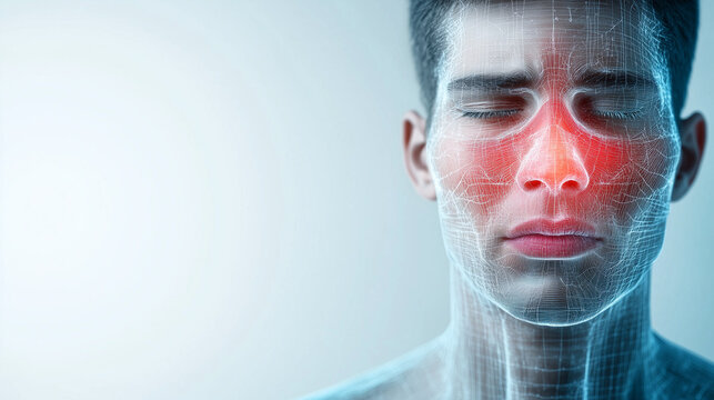 An educational poster-style design showing a frontal view of the face with the trigeminal nerve diagram and a red-highlighted pain area, with clear text blocks outlining neuralgia