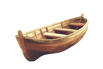 a wooden boat with a rowboat