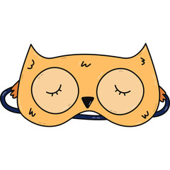 Cute colorful doodle sleeping mask in the shape of owl head. Funny childish animal eye mask with bird. Hand drawn vector bedtime accessory to prevent insomnia, Doodle isolated on white background