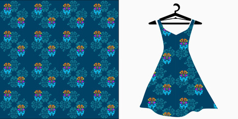 seamless pattern floral style traditional batik, design cloth motif.