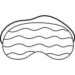 Cute hand drawn outline sleeping mask with horizontal wavy stripes. Funny girly blue eye mask. Vector bedtime accessory for comfort dreaming to prevent insomnia isolated on white background.