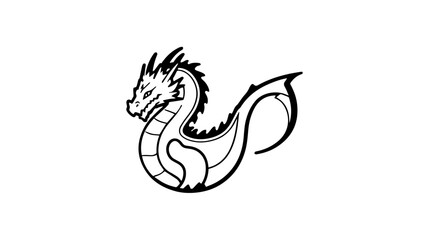 Obraz premium Stylized dragon illustration in black and white with copy space