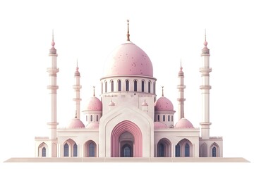 Fototapeta premium mosque, illustration, architecture, religion, design, minaret, landmark, building, travel, heritage, india, spirituality, dome, sky, vector, asia, culture, historical building, crescent moon, artwork,