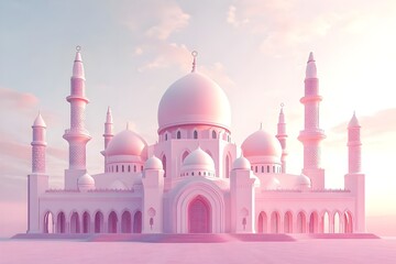 mosque, illustration, architecture, religion, design, minaret, landmark, building, travel, heritage, india, spirituality, dome, sky, vector, asia, culture, historical building, crescent moon, artwork,