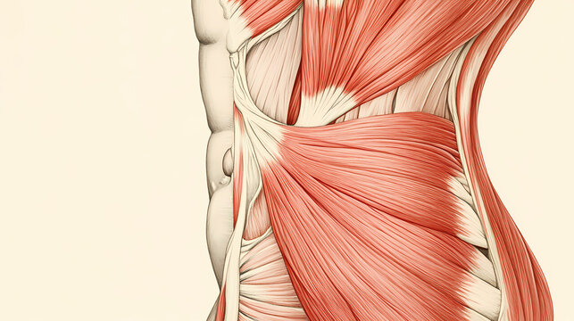 Lower rectus abdominis and oblique muscle anatomy. Oblique. Illustration