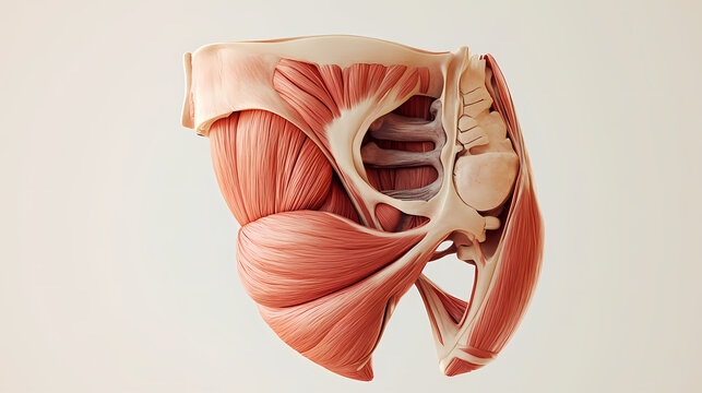 Lower rectus abdominis and oblique muscle anatomy. Oblique. Illustration