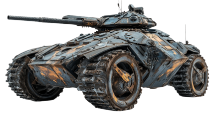 A heavily armored tank with advanced reactive armor and rugged design. Transparent Image ideal for showcasing modern combat vehicles, defense technology, and tactical applications.