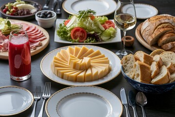 A photo of a meticulously arranged dining table set for a meal
