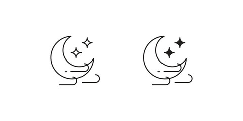 windy night set icon with white background vector stock illustration