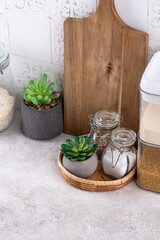 Kitchen counter top with cutting board