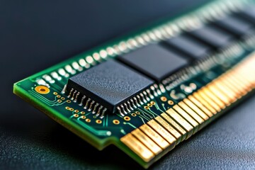 Glowing Memory Chip with Sharp Edges in Natural Light