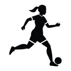Female Football Player Silhouette Vector Art Illustration