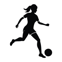 Female Football Player Silhouette Vector Art Illustration