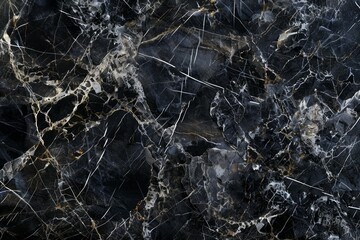 Photo of Deep black marble pattern with white veins. Background texture for backdrops or mapping