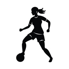 Female Football Player Silhouette Vector Art Illustration