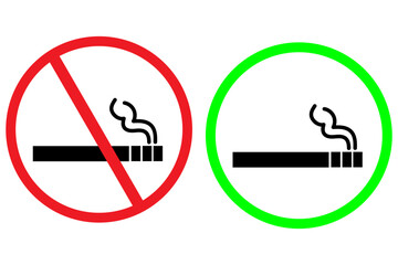 No smoking sign with cigarette And Smoking sing.