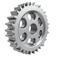 PNG of Close-up of a shiny metal cogwheel on transparent background.