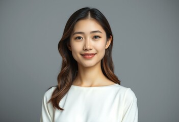Obraz premium Half-length portrait of a 25-year-old female with a neutral expression