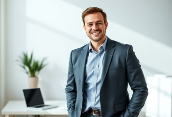 Fototapeta premium Portrait of a male salesman in a modern office