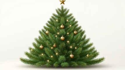 Fototapeta premium Decorated christmas tree with golden ornaments and lights for festive season