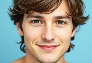 Fototapeta premium A half-length portrait of a calm and neutral young male model
