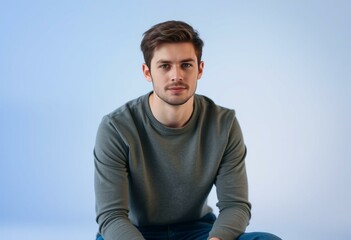 Half-length portrait of a 25-year-old male with a neutral expression