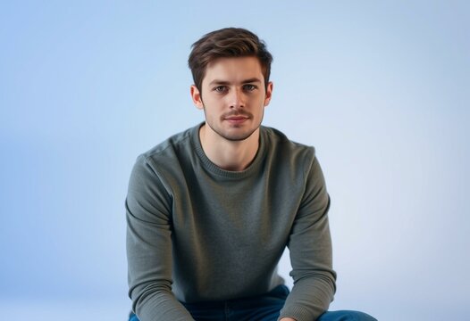 Half-length portrait of a 25-year-old male with a neutral expression