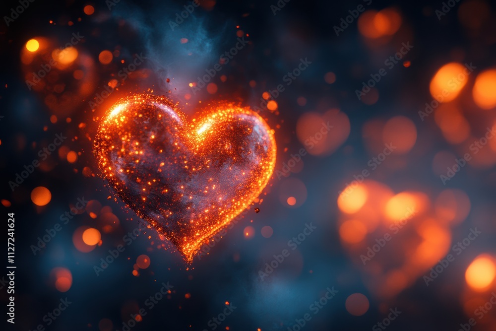 Poster interactive light heart bokeh featuring airy patterns and glowing transitions for immersive designs.