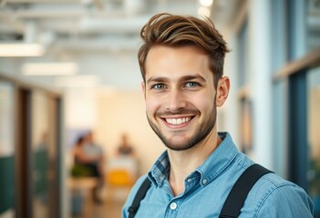 Obraz premium Portrait of a young male engineer in a modern office setting